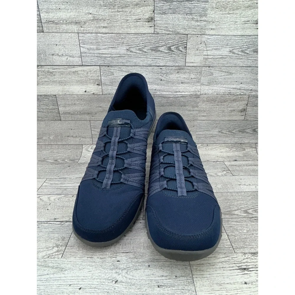 Skechers Slip-ins Reggae Slim Takes Two Navy Blue Sneakers 100593 Women Size 9.5